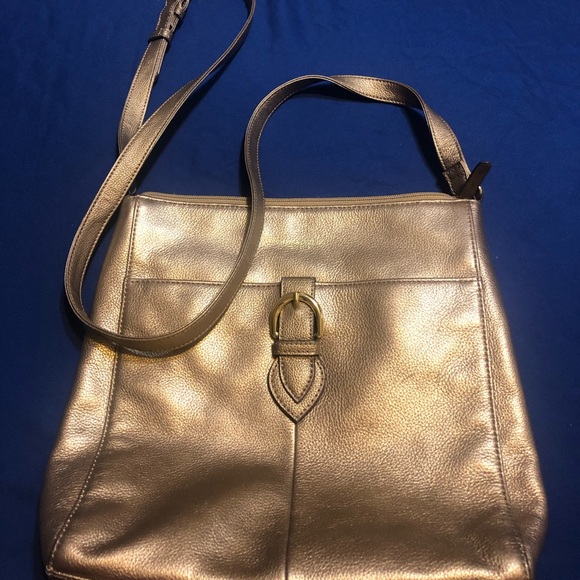 Tignanello Leather Crossbody - Gold/Brown Metallic - Picture 1 of 6